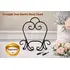 Decorative wrought iron display stand for wine barrel head wedding guestbook sign sold separately.